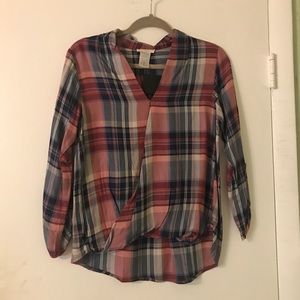 🍁Soft Plaid Blouse in pink and Blue